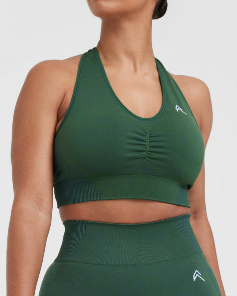 Oner Active Classic Seamless 2.0 V-Neck Bralette Sports Bras Grøn | 135-XUPHBL