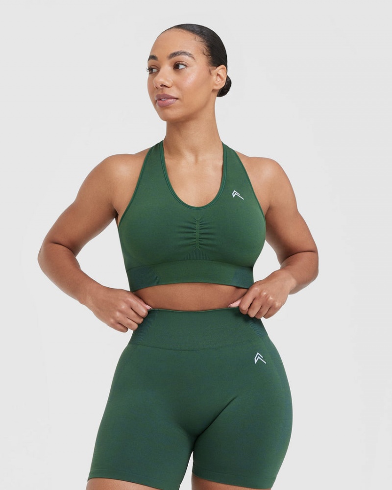 Oner Active Classic Seamless 2.0 V-Neck Bralette Sports Bras Grøn | 135-XUPHBL