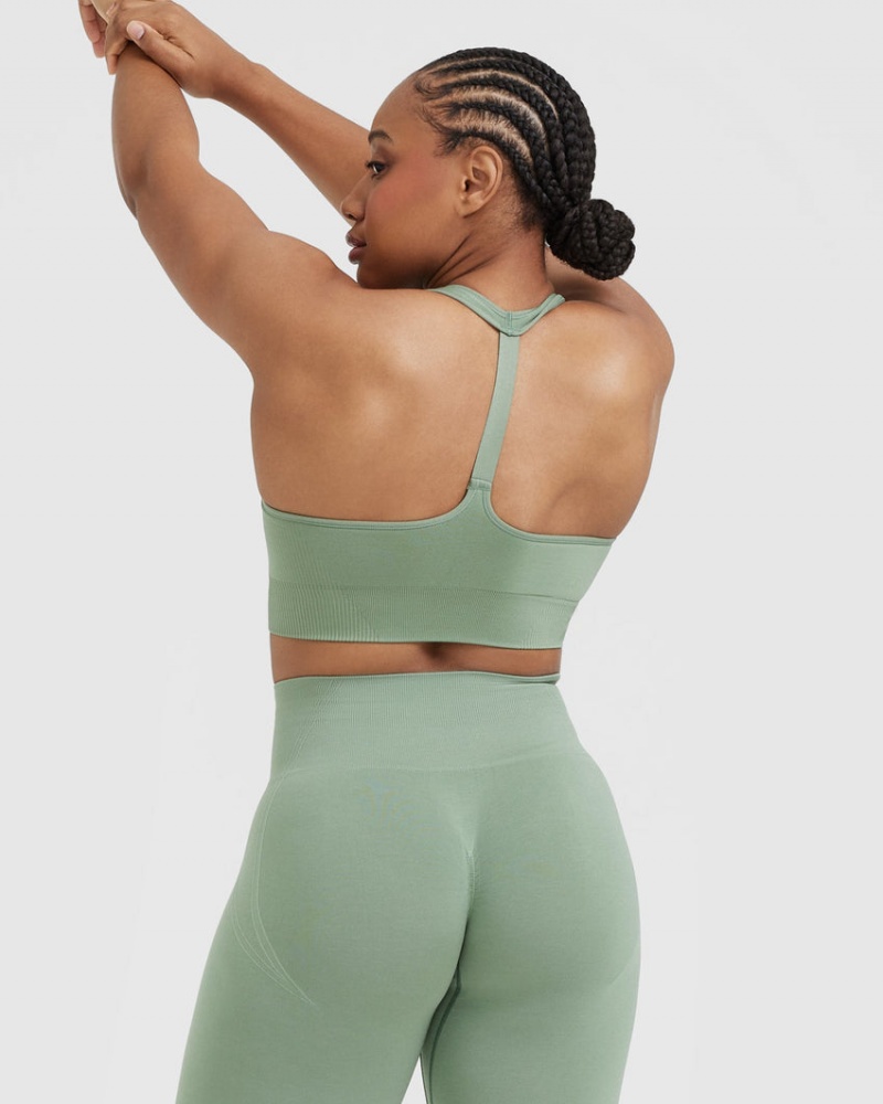 Oner Active Classic Seamless 2.0 V-Neck Bralette Sports Bras Olivengrøn | 651-EJSFAY