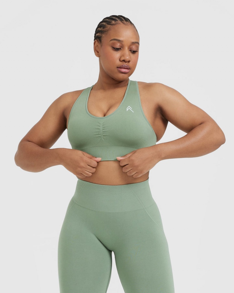 Oner Active Classic Seamless 2.0 V-Neck Bralette Sports Bras Olivengrøn | 651-EJSFAY