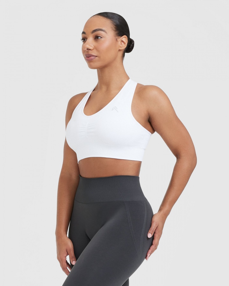 Oner Active Classic Seamless 2.0 V-Neck Bralette Sports Bras Hvide | 953-EKDJSB