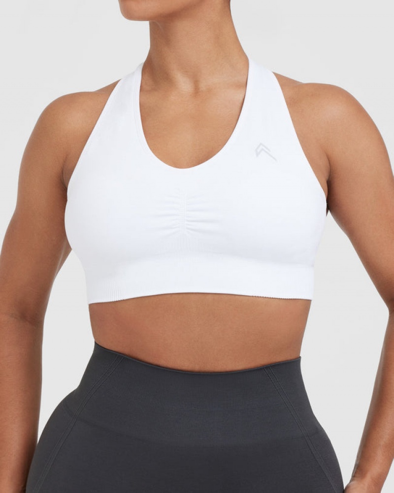 Oner Active Classic Seamless 2.0 V-Neck Bralette Sports Bras Hvide | 953-EKDJSB