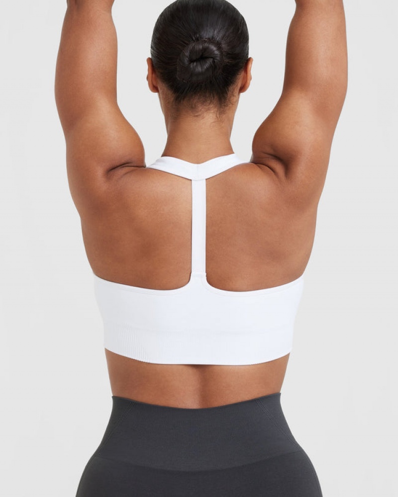 Oner Active Classic Seamless 2.0 V-Neck Bralette Sports Bras Hvide | 953-EKDJSB