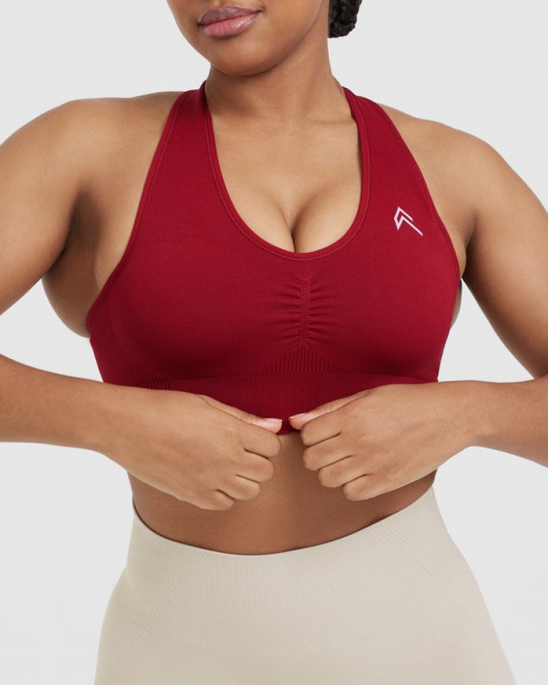 Oner Active Classic Seamless 2.0 V-Neck Bralette Sports Bras Rød Bordeaux | 134-AFRNLO