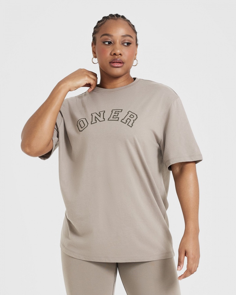 Oner Active Classic Varsity Oversized Lette T Shirts Grå | 256-QDJZTP