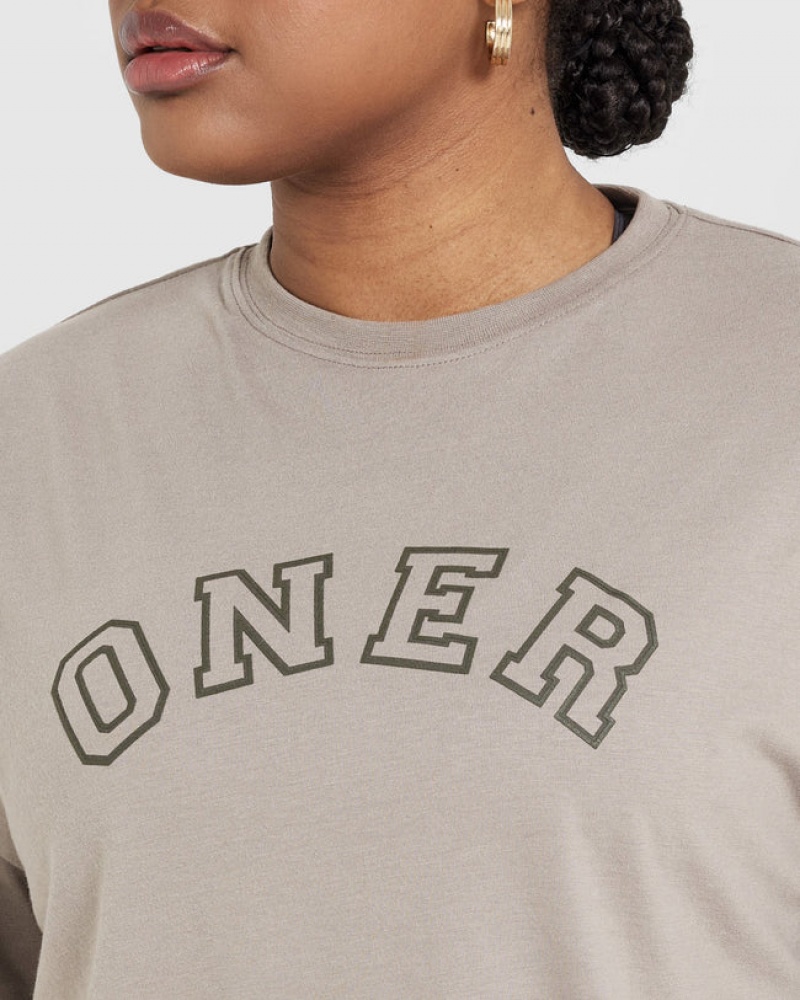 Oner Active Classic Varsity Oversized Lette T Shirts Grå | 256-QDJZTP