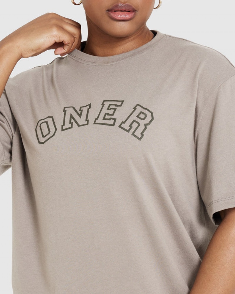 Oner Active Classic Varsity Oversized Lette T Shirts Grå | 256-QDJZTP