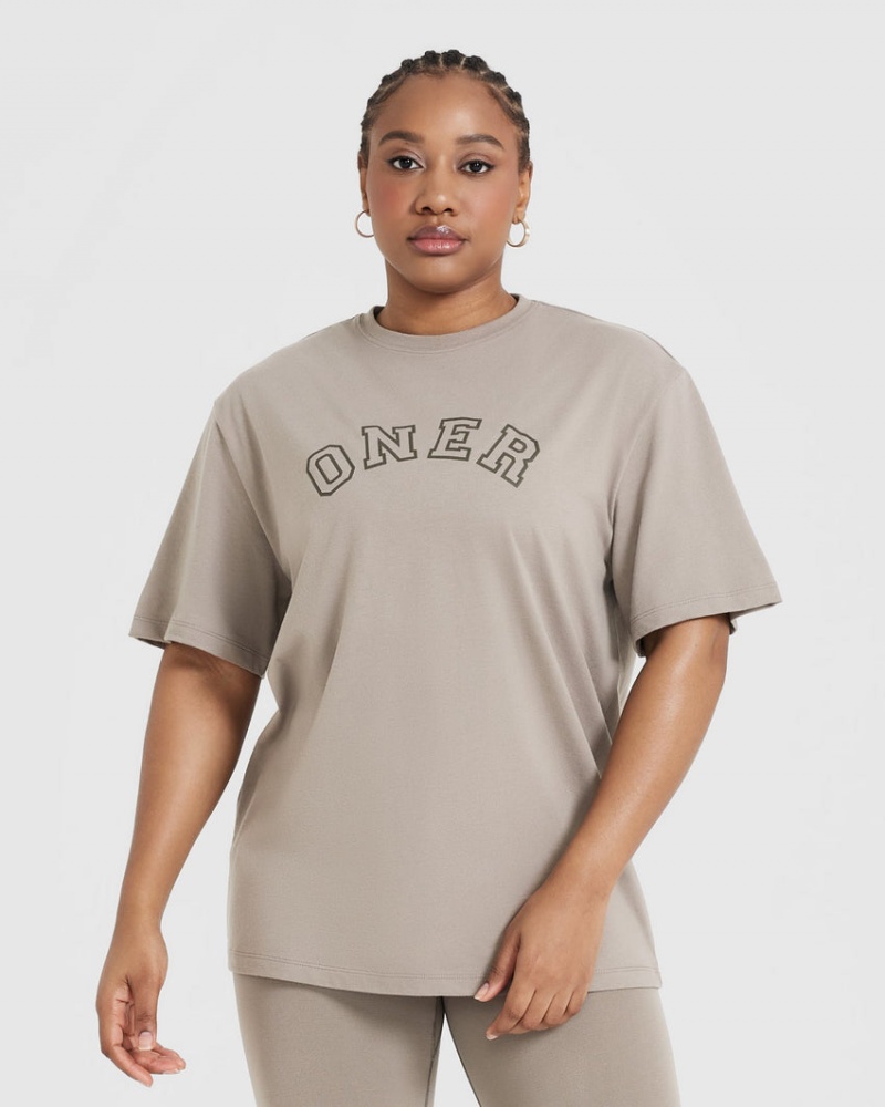 Oner Active Classic Varsity Oversized Lette T Shirts Grå | 256-QDJZTP