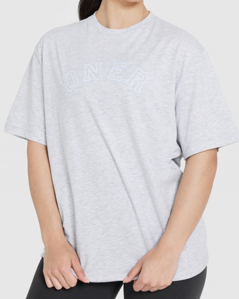 Oner Active Classic Varsity Oversized Lette T Shirts Lysegrå | 062-FMXEJT