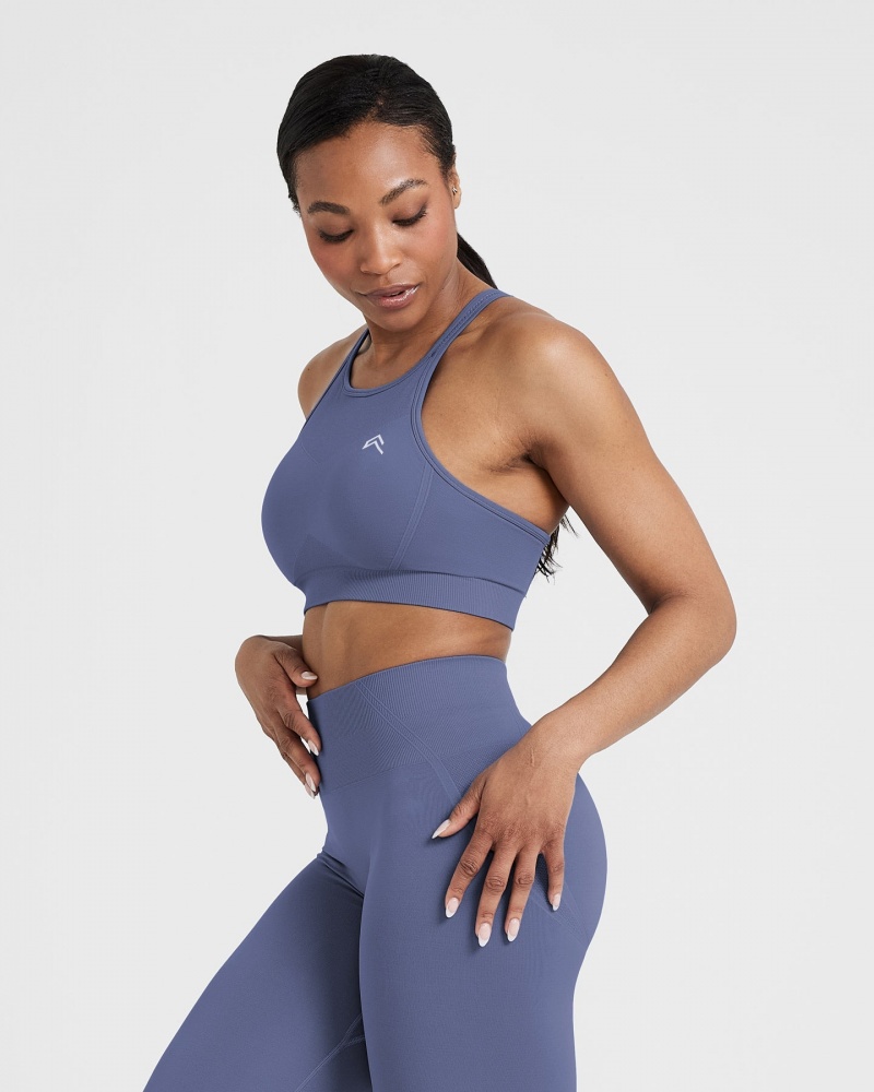 Oner Active Effortless Seamless High Neck Bralette Sports Bras Blå | 680-FRZEPY