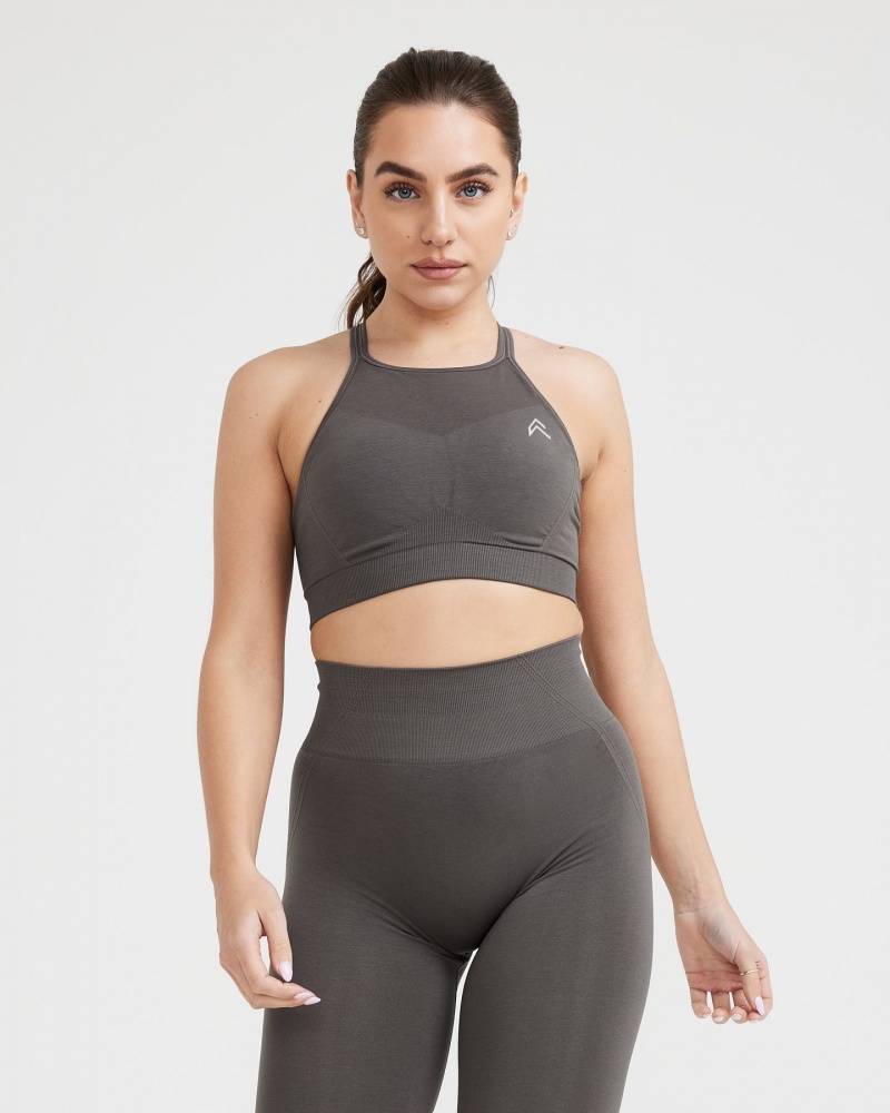 Oner Active Effortless Seamless High Neck Bralette Sports Bras Dyb Grå Brune | 261-NWRSUI