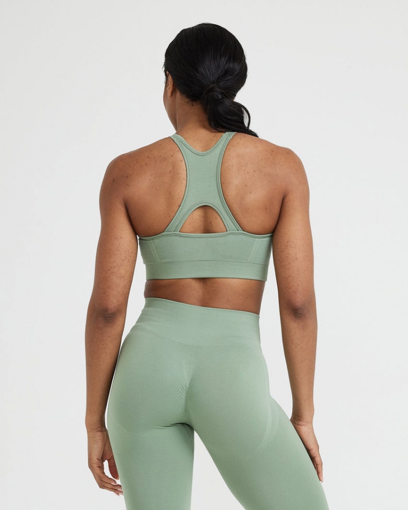 Oner Active Effortless Seamless High Neck Bralette Sports Bras Olivengrøn | 105-SDPVBC