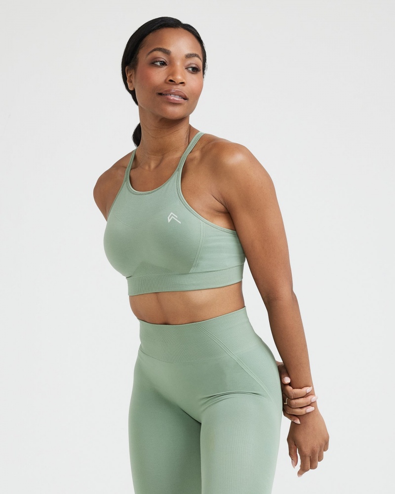 Oner Active Effortless Seamless High Neck Bralette Sports Bras Olivengrøn | 105-SDPVBC