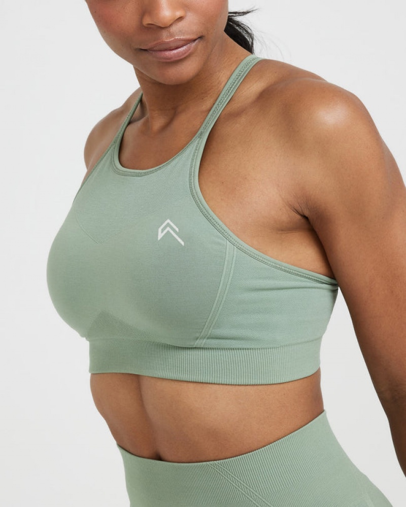 Oner Active Effortless Seamless High Neck Bralette Sports Bras Olivengrøn | 105-SDPVBC