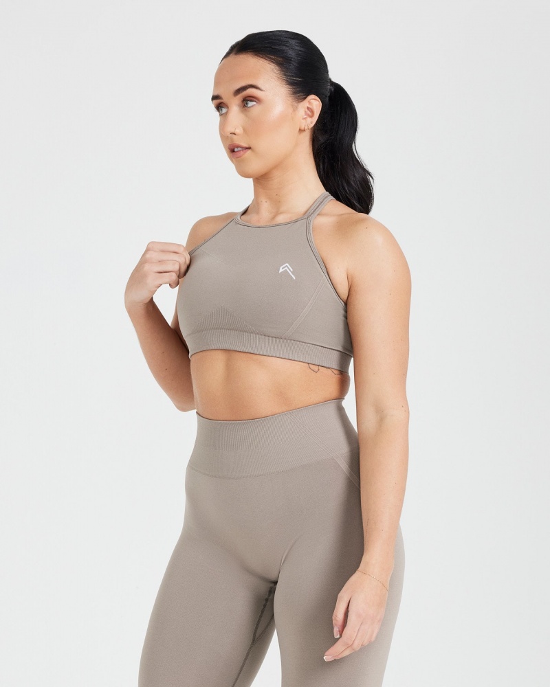 Oner Active Effortless Seamless High Neck Bralette Sports Bras Grå | 436-EJTONU