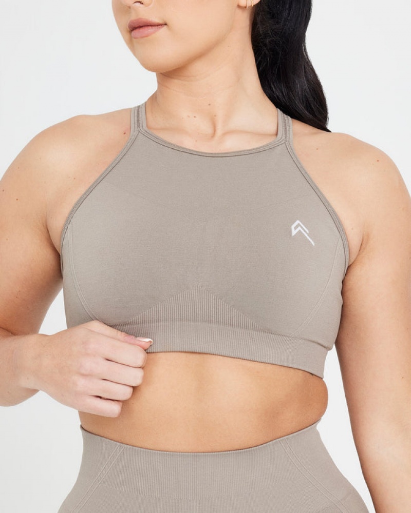 Oner Active Effortless Seamless High Neck Bralette Sports Bras Grå | 436-EJTONU