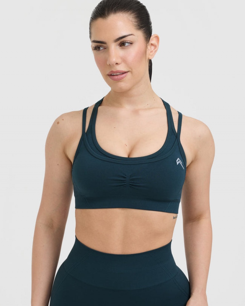 Oner Active Effortless Seamless Layered Sports Bras Blå | 324-JZGIQM