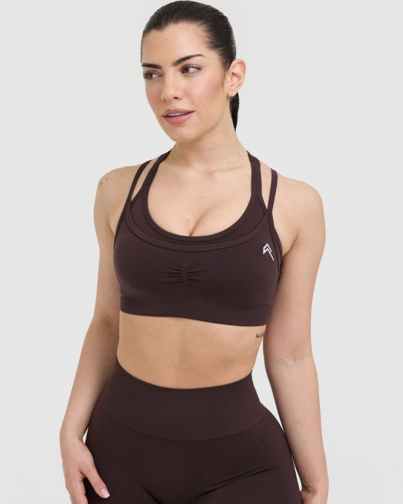 Oner Active Effortless Seamless Layered Sports Bras Lilla Brune | 438-XYIHAN