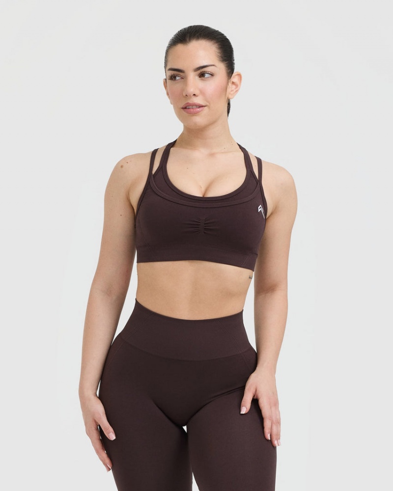 Oner Active Effortless Seamless Layered Sports Bras Lilla Brune | 438-XYIHAN