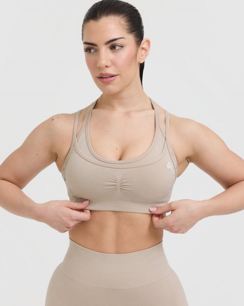 Oner Active Effortless Seamless Layered Sports Bras Lysebrune | 124-TWMXQC