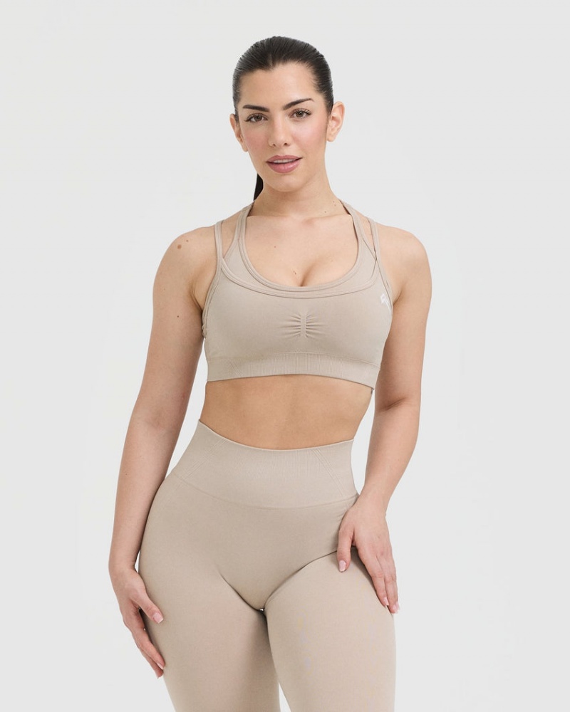 Oner Active Effortless Seamless Layered Sports Bras Lysebrune | 124-TWMXQC