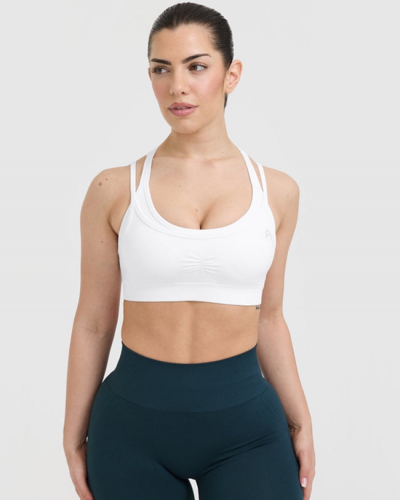 Oner Active Effortless Seamless Layered Sports Bras Hvide | 016-WBGKXP