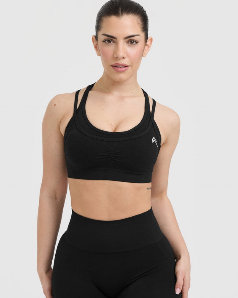 Oner Active Effortless Seamless Layered Sports Bras Sort | 498-CXHKSY