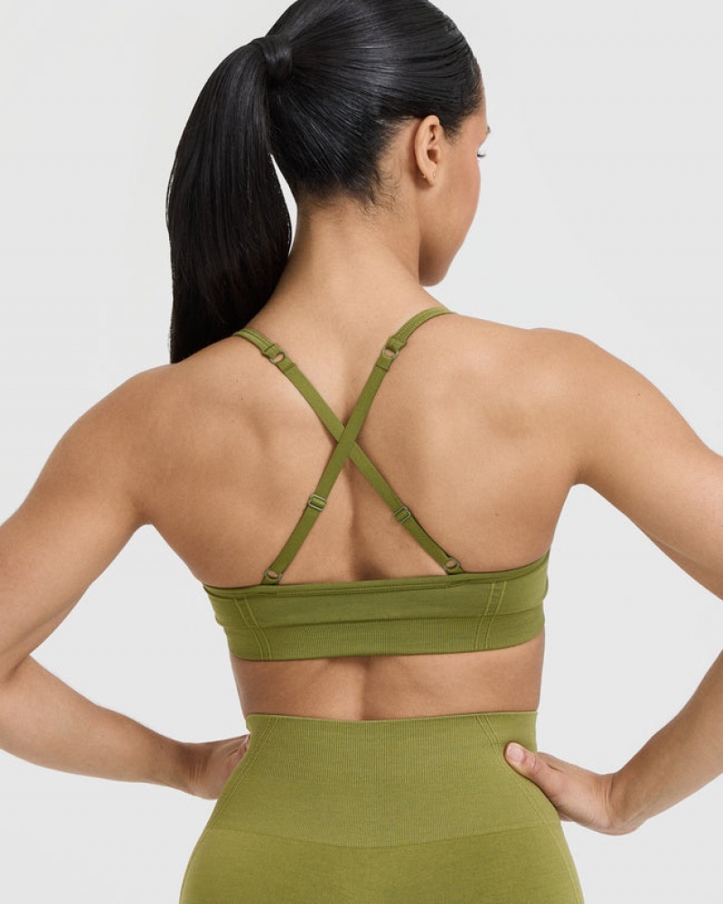 Oner Active Effortless Strappy Bralette Sports Bras Olivengrøn Grøn | 037-AIZKBS