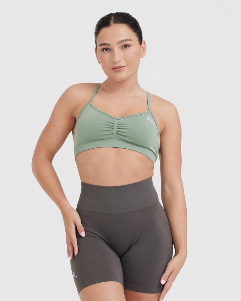 Oner Active Effortless Strappy Bralette Sports Bras Olivengrøn | 094-HGEPJL