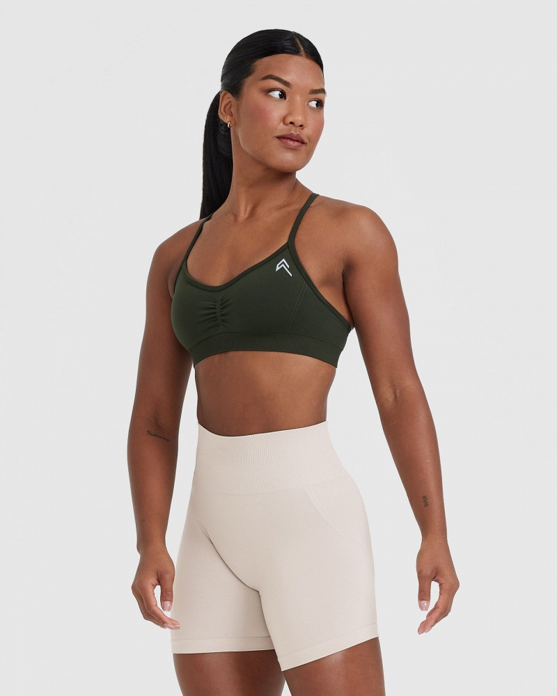 Oner Active Effortless Strappy Bralette Sports Bras Khaki | 567-LQXDZY