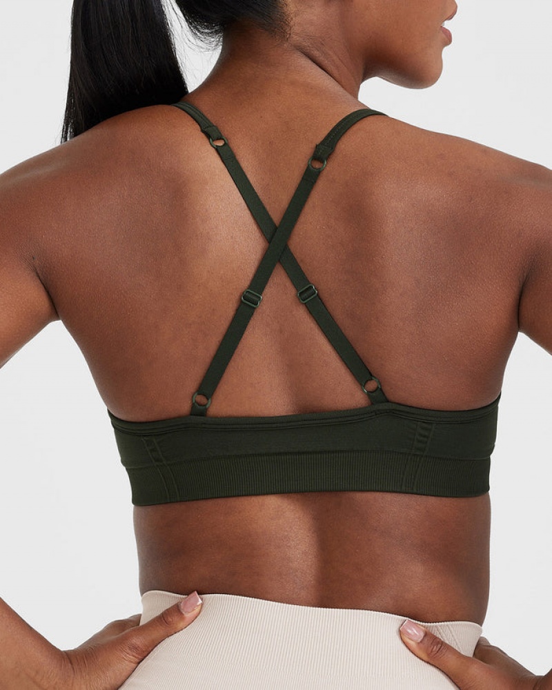 Oner Active Effortless Strappy Bralette Sports Bras Khaki | 567-LQXDZY