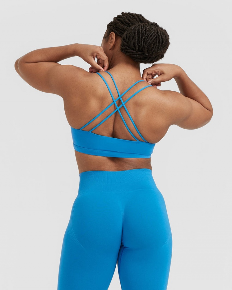 Oner Active Everyday Cross Over Bralette Sports Bras Blå | 702-WJAIEY