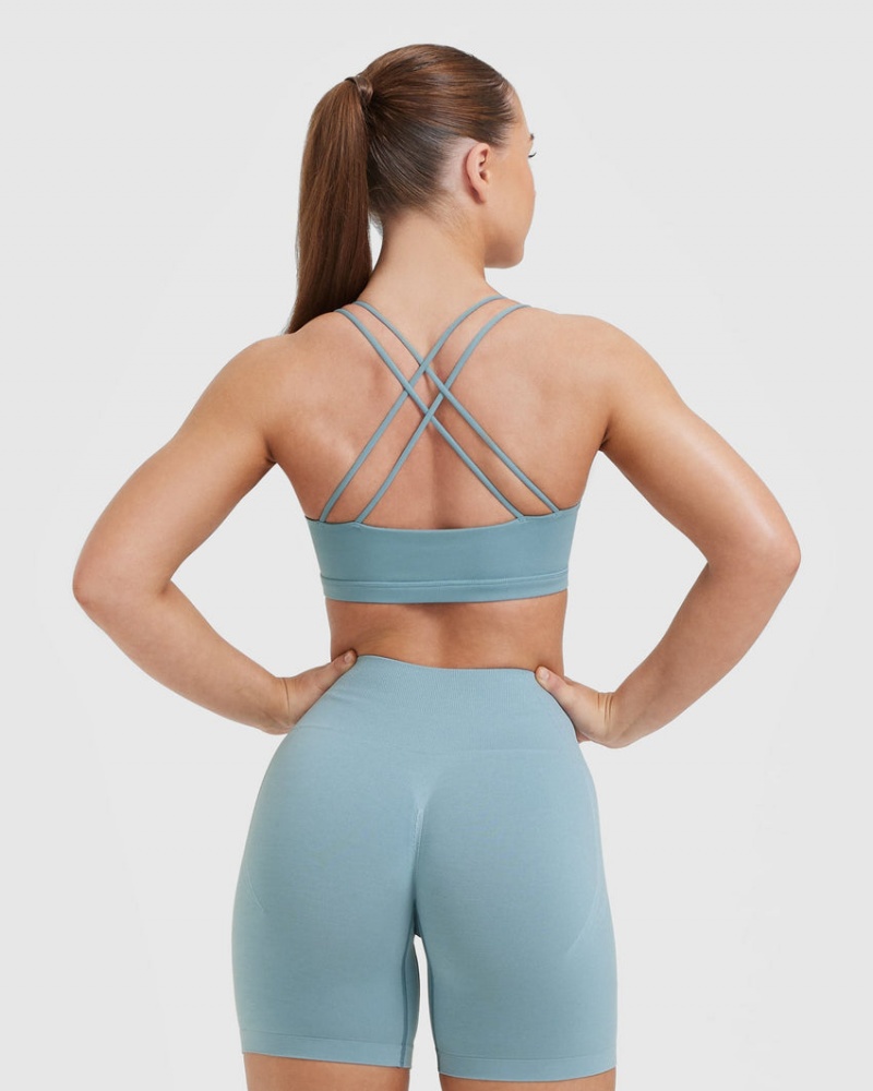 Oner Active Everyday Cross Over Bralette Sports Bras Grå Blå | 324-GCWIEX