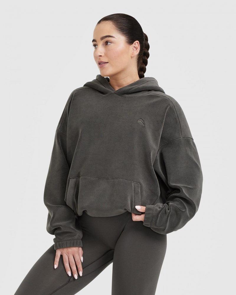 Oner Active Fleece Oversized Hættetrøje Dyb Grå Brune | 472-RGECWB