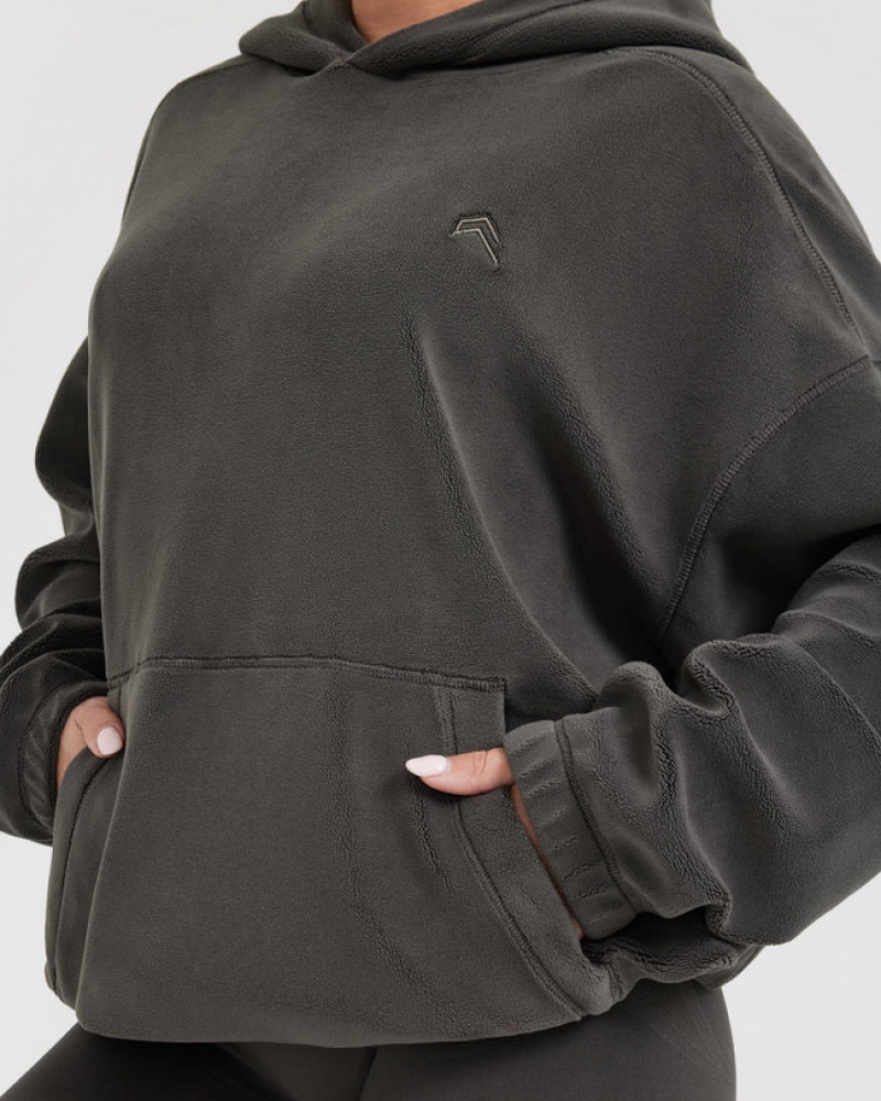 Oner Active Fleece Oversized Hættetrøje Dyb Grå Brune | 472-RGECWB