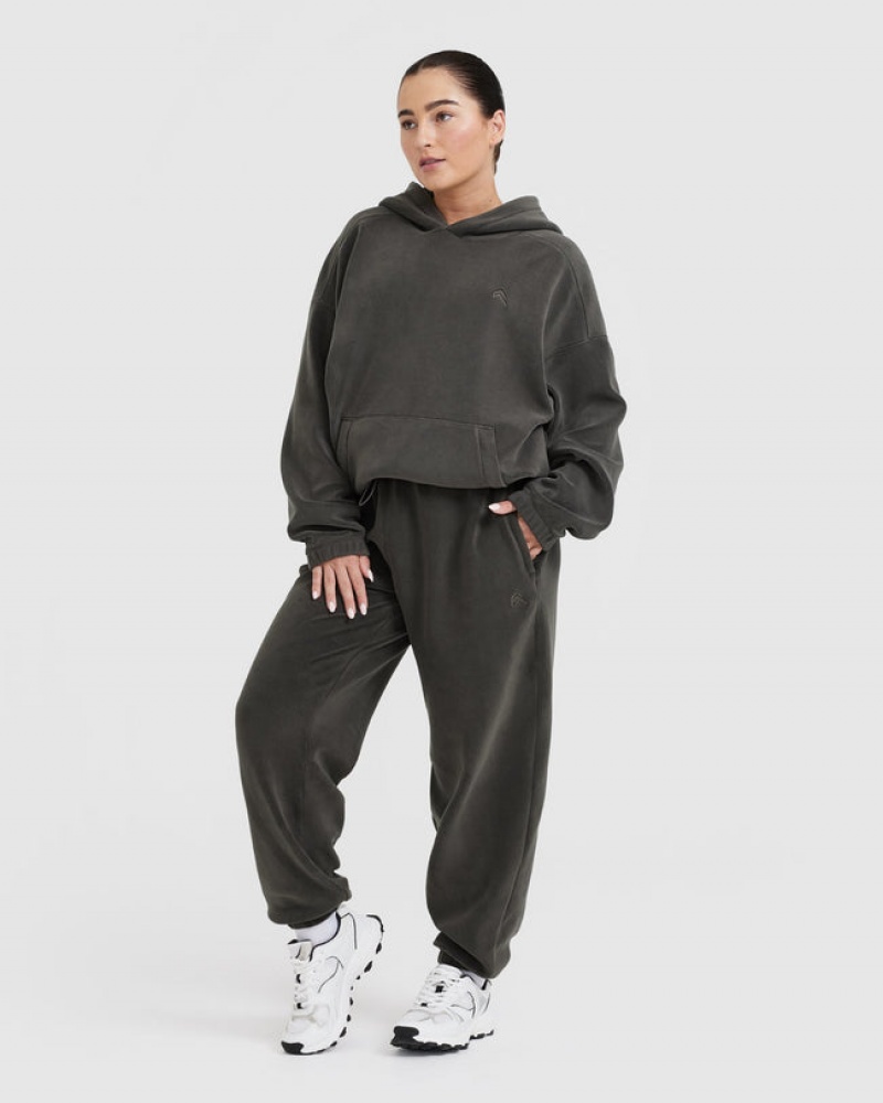 Oner Active Fleece Oversized Hættetrøje Dyb Grå Brune | 472-RGECWB