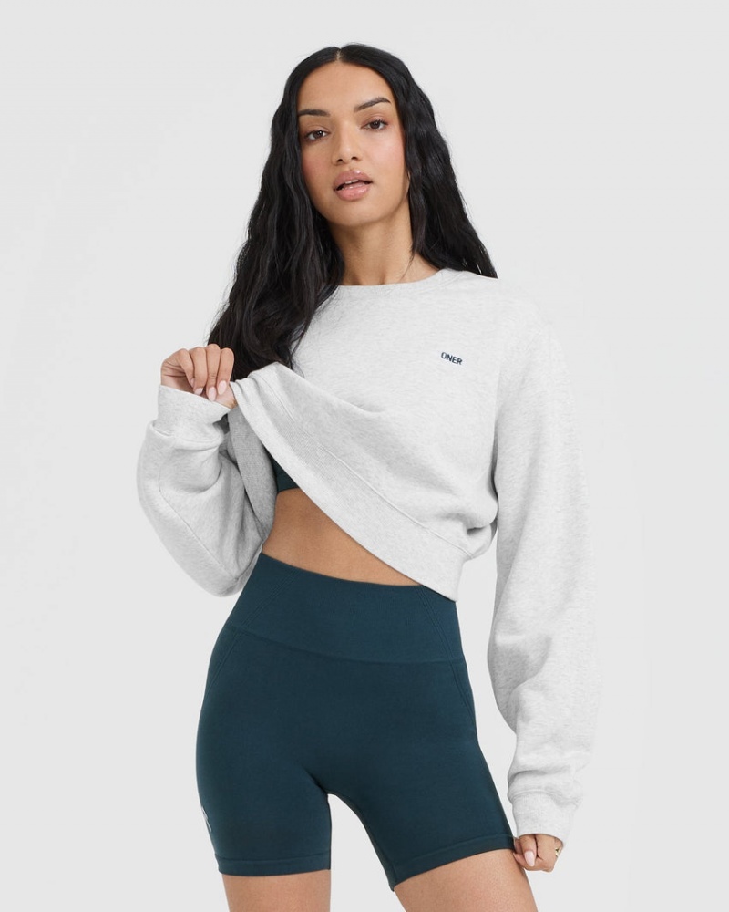 Oner Active Foundations Crop Sweatshirts Lysegrå | 325-TLOMNU