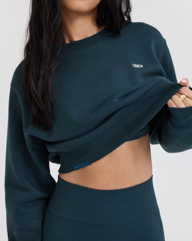 Oner Active Foundations Crop Sweatshirts Blå | 362-IYRJOH