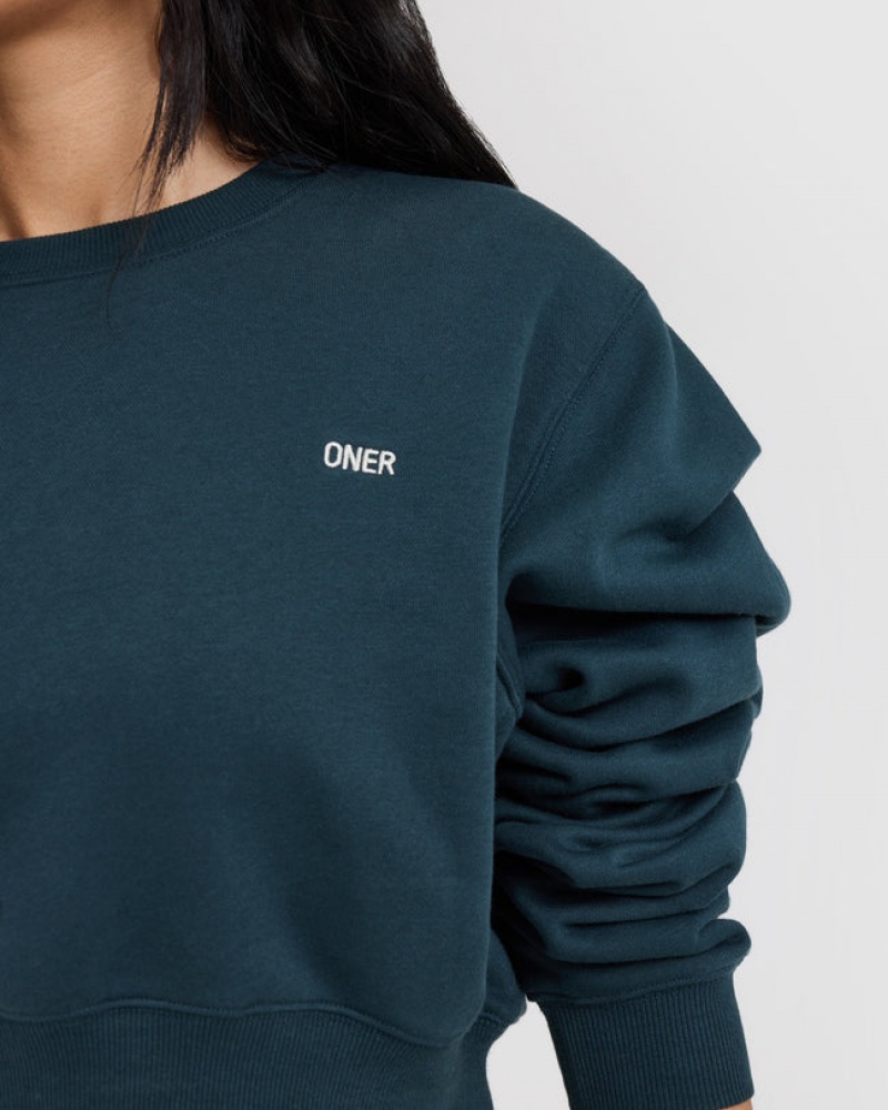 Oner Active Foundations Crop Sweatshirts Blå | 362-IYRJOH