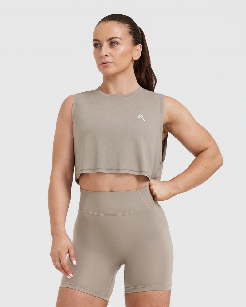 Oner Active Go To Muscle Crop T Shirts Grå | 467-SPKILZ