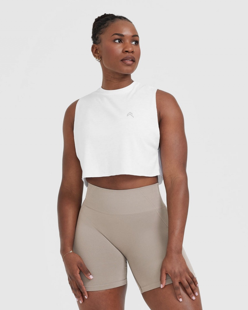 Oner Active Go To Muscle Crop T Shirts Hvide | 386-PXSYKR