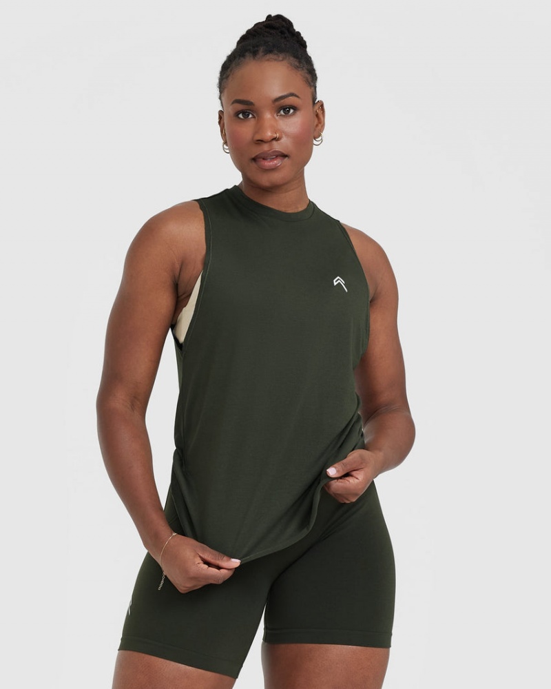 Oner Active Go To Muscle T Shirts Khaki Grøn | 138-QRGYCO