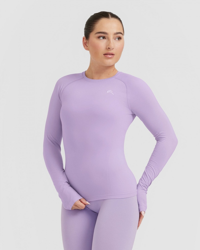 Oner Active Go To Seamless Fitted Long Sleeve T Shirts Lilla | 349-JMCBXS