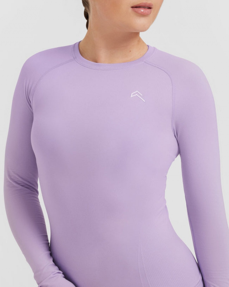 Oner Active Go To Seamless Fitted Long Sleeve T Shirts Lilla | 349-JMCBXS