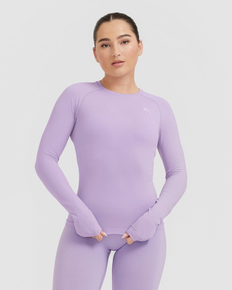 Oner Active Go To Seamless Fitted Long Sleeve T Shirts Lilla | 349-JMCBXS