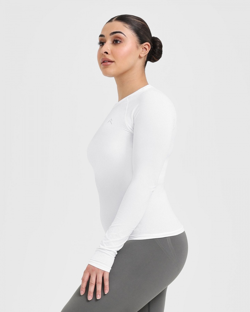 Oner Active Go To Seamless Fitted Long Sleeve T Shirts Hvide | 170-DKAMYU