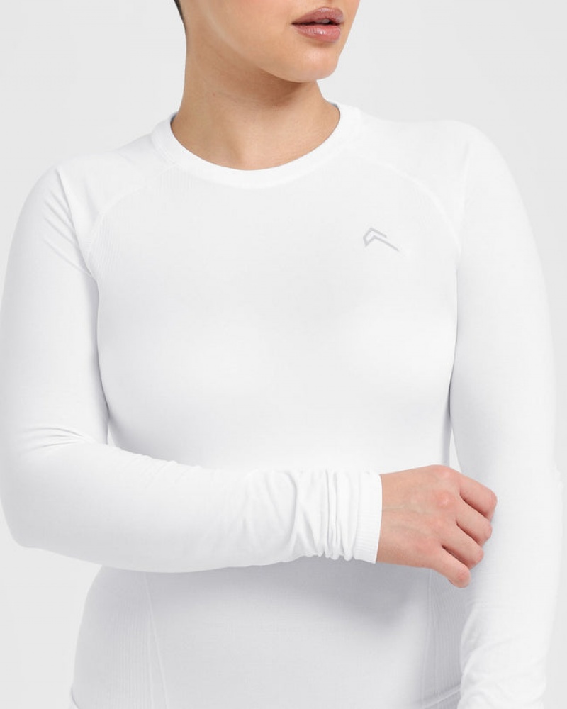 Oner Active Go To Seamless Fitted Long Sleeve T Shirts Hvide | 170-DKAMYU