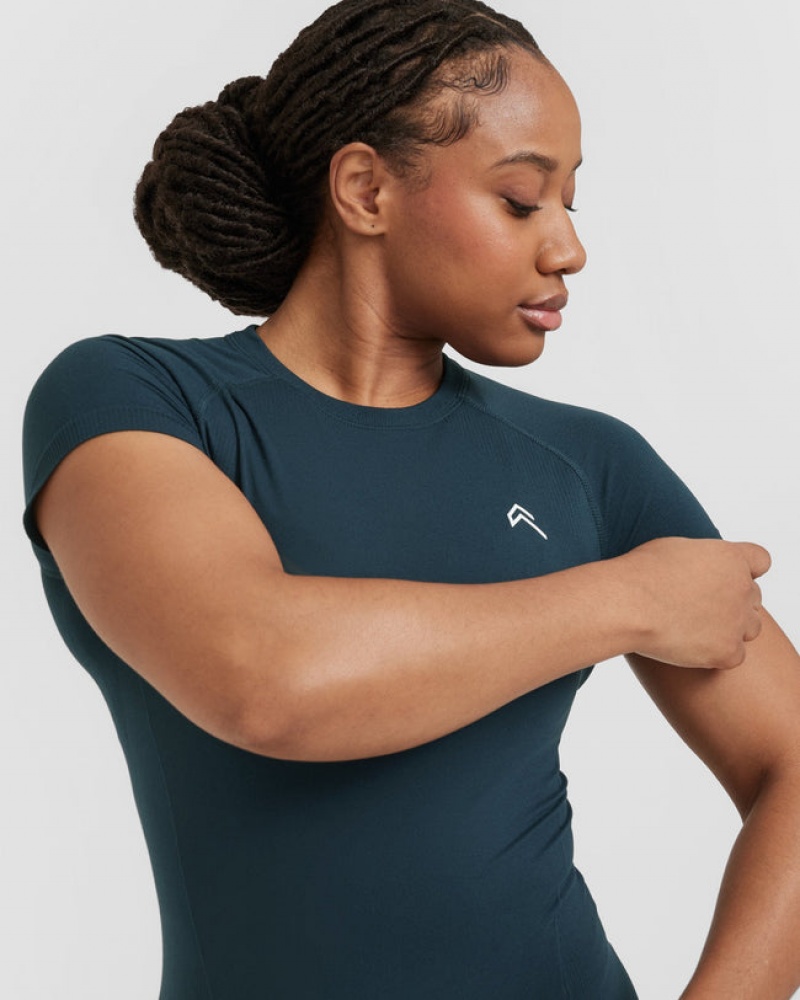 Oner Active Go To Seamless Fitted T Shirts Blå | 573-CNBUGS