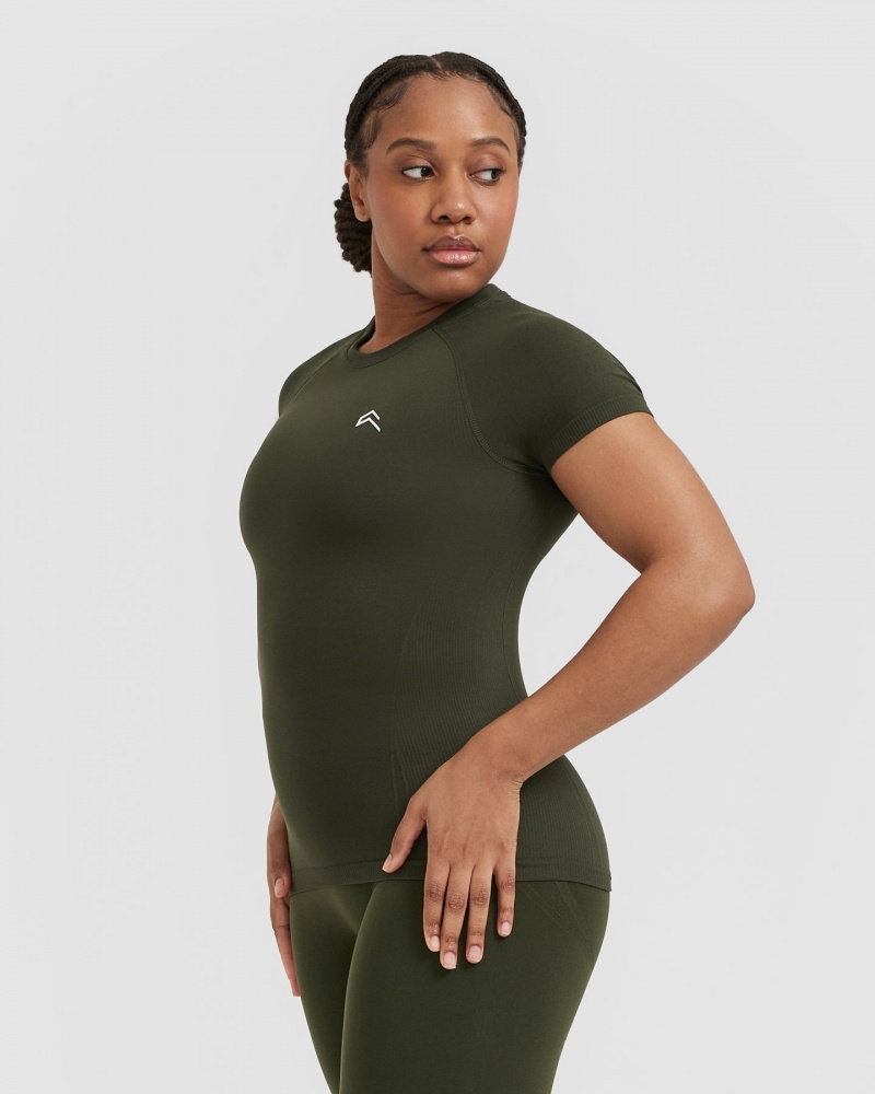 Oner Active Go To Seamless Fitted T Shirts Khaki | 185-WRYHFL