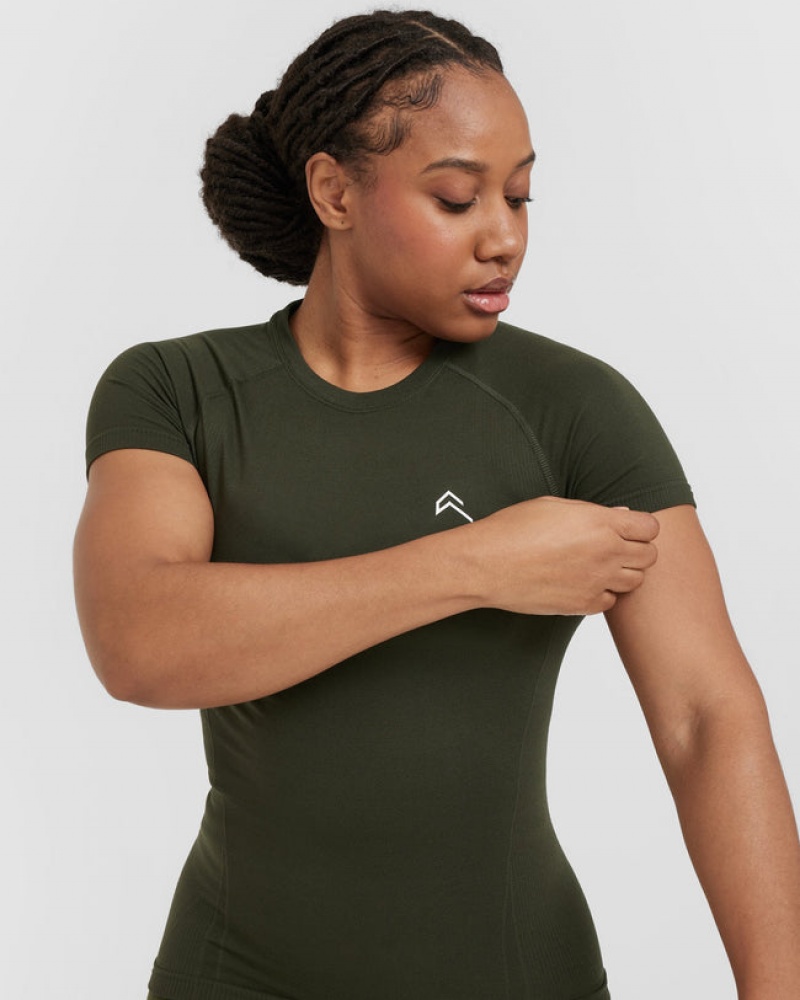 Oner Active Go To Seamless Fitted T Shirts Khaki | 185-WRYHFL